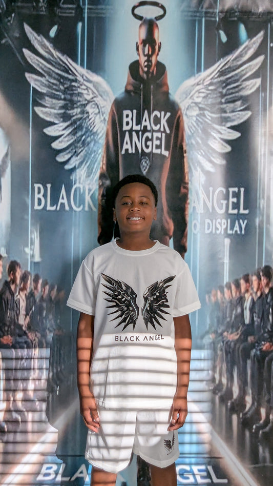 BLACK ANGEL TEEN LOGO SHORT SET