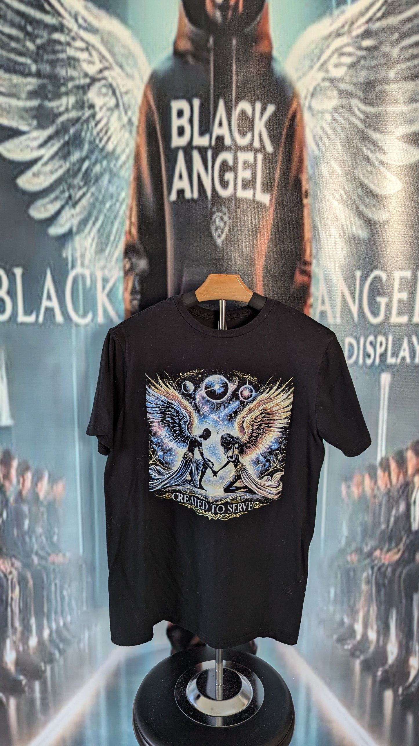 BLACK ANGEL CREATE TO SERVE T-SHIRT